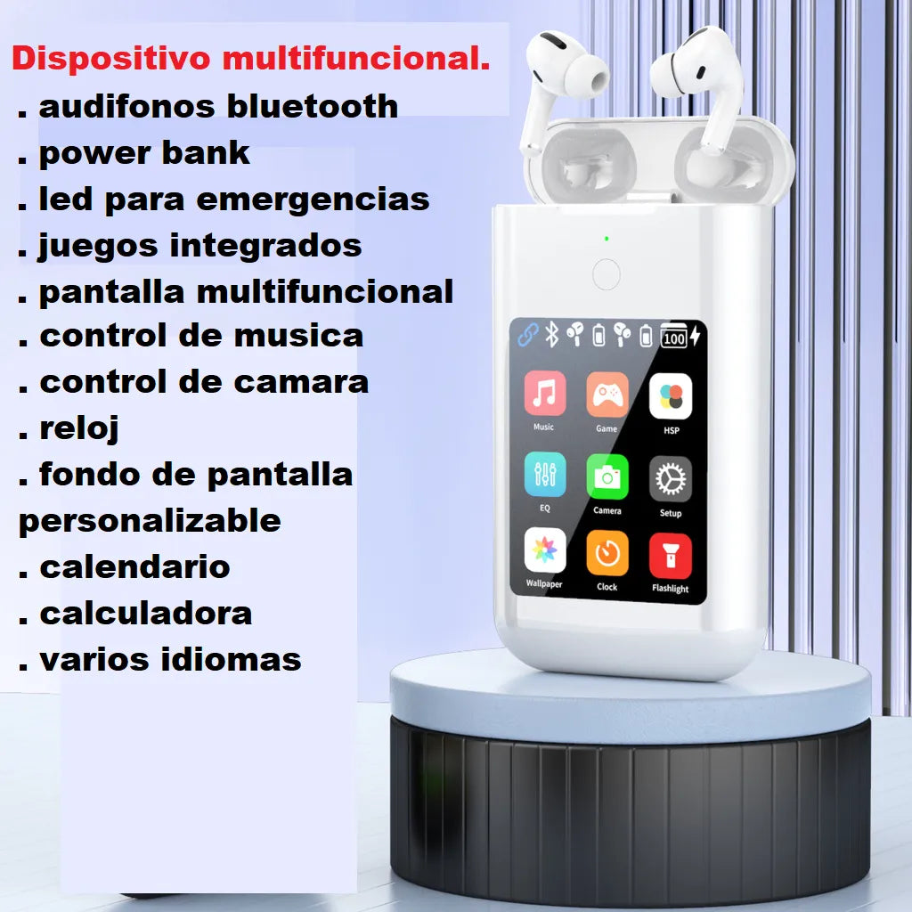 Audífonos Bluetooth Powerbank Pantalla