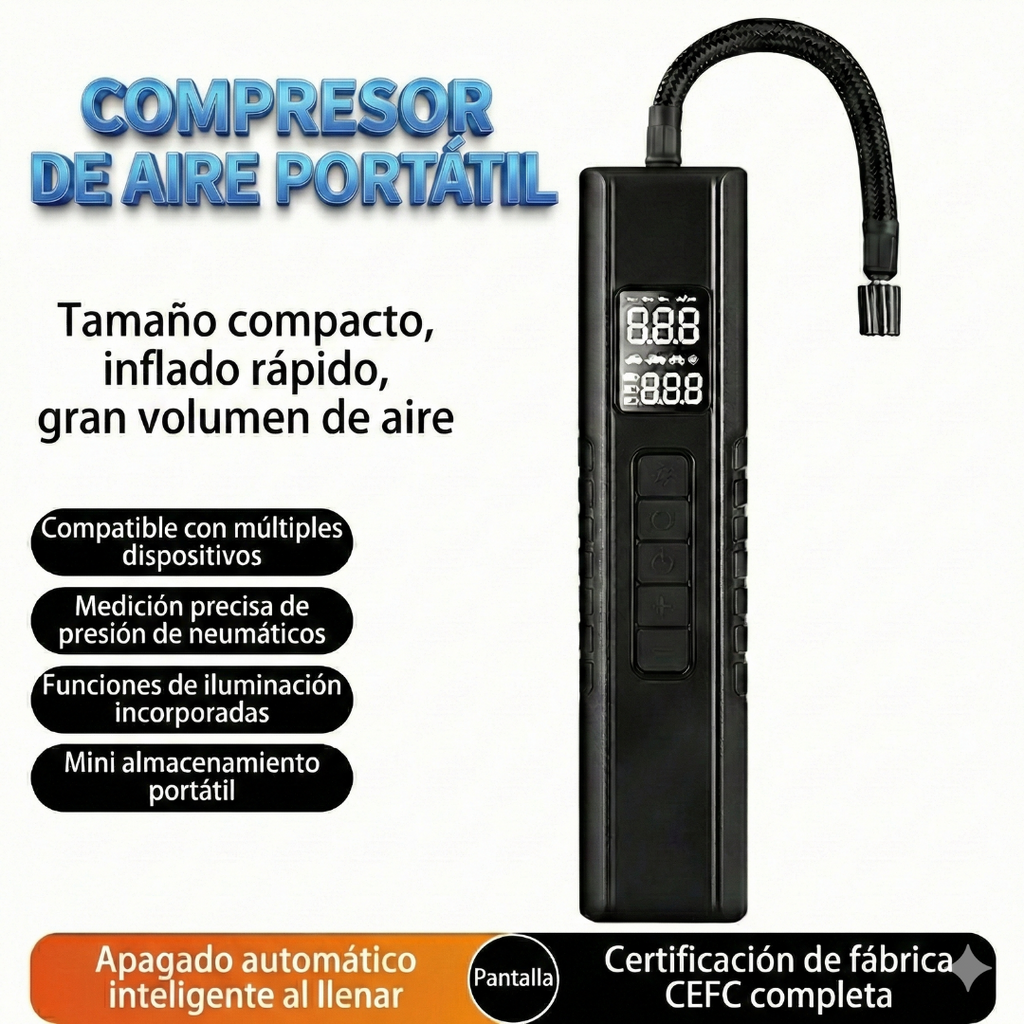 Compresor Aire Digital 12V Pantalla LED