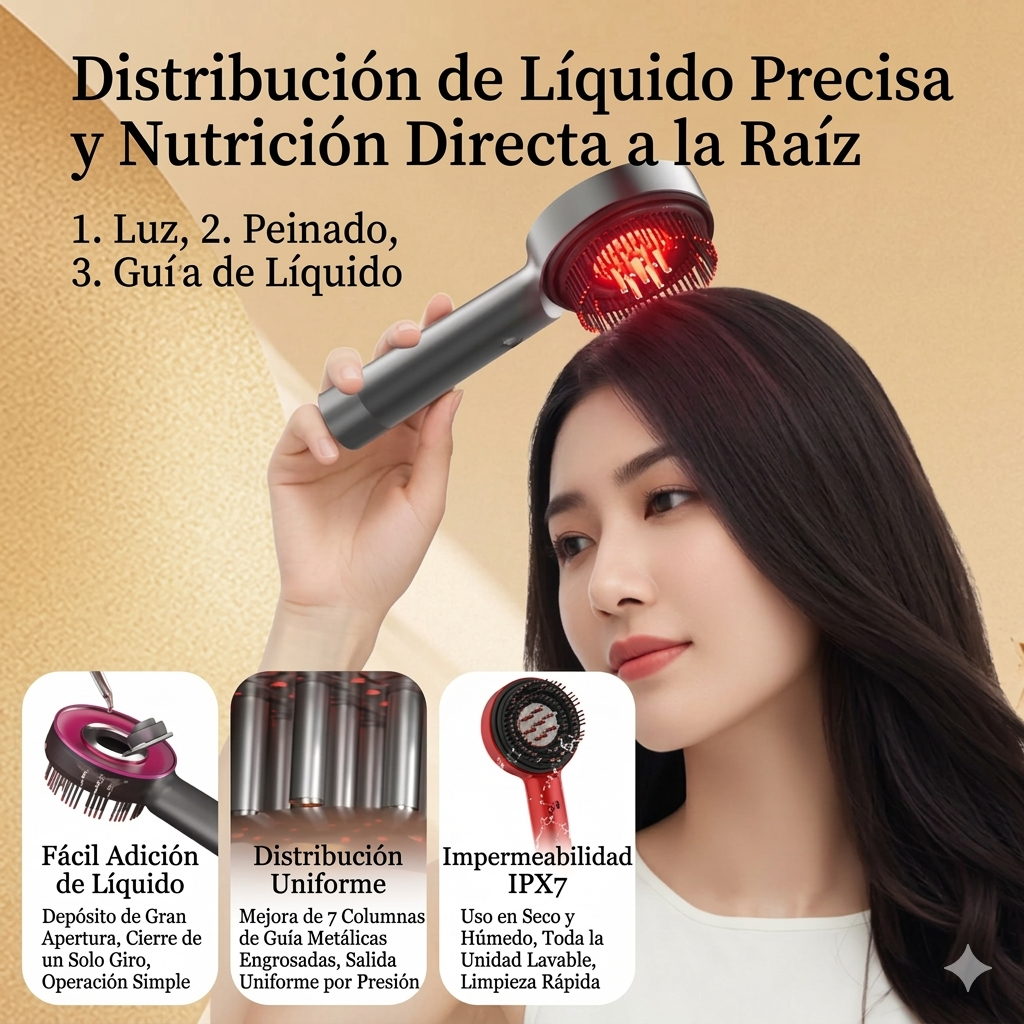Cepillo Masajeador Cabello Terapia Luz
