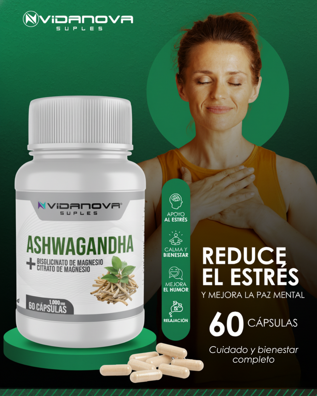Ashwagandha + Magnesio 1000mg 60 CAPS