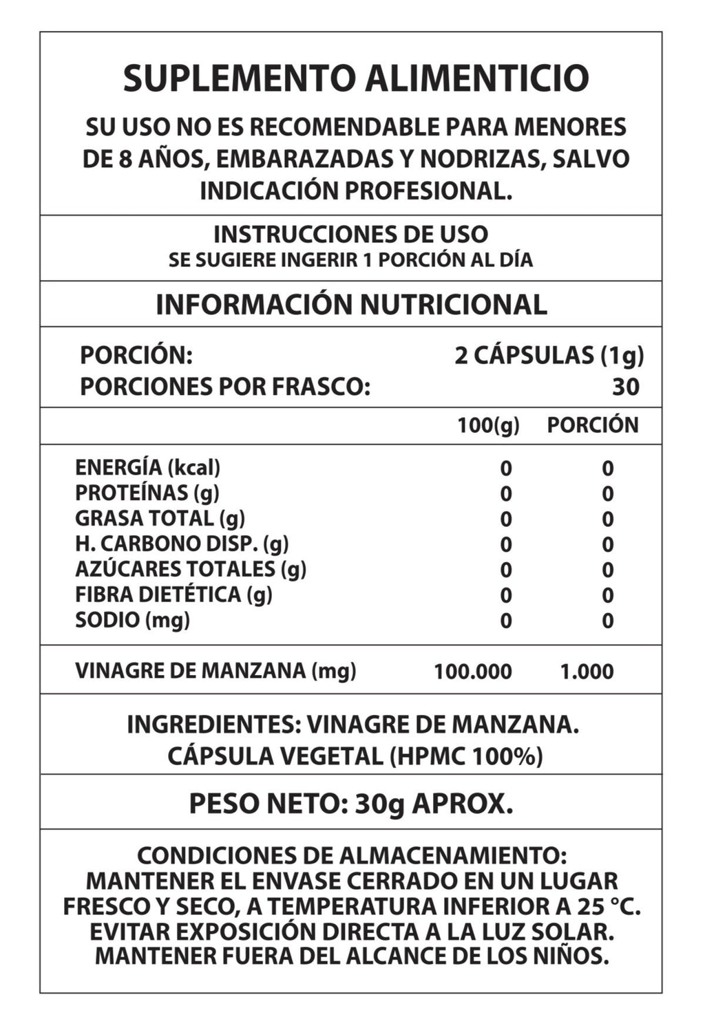 VINAGRE DE MANZANA 60CAPS