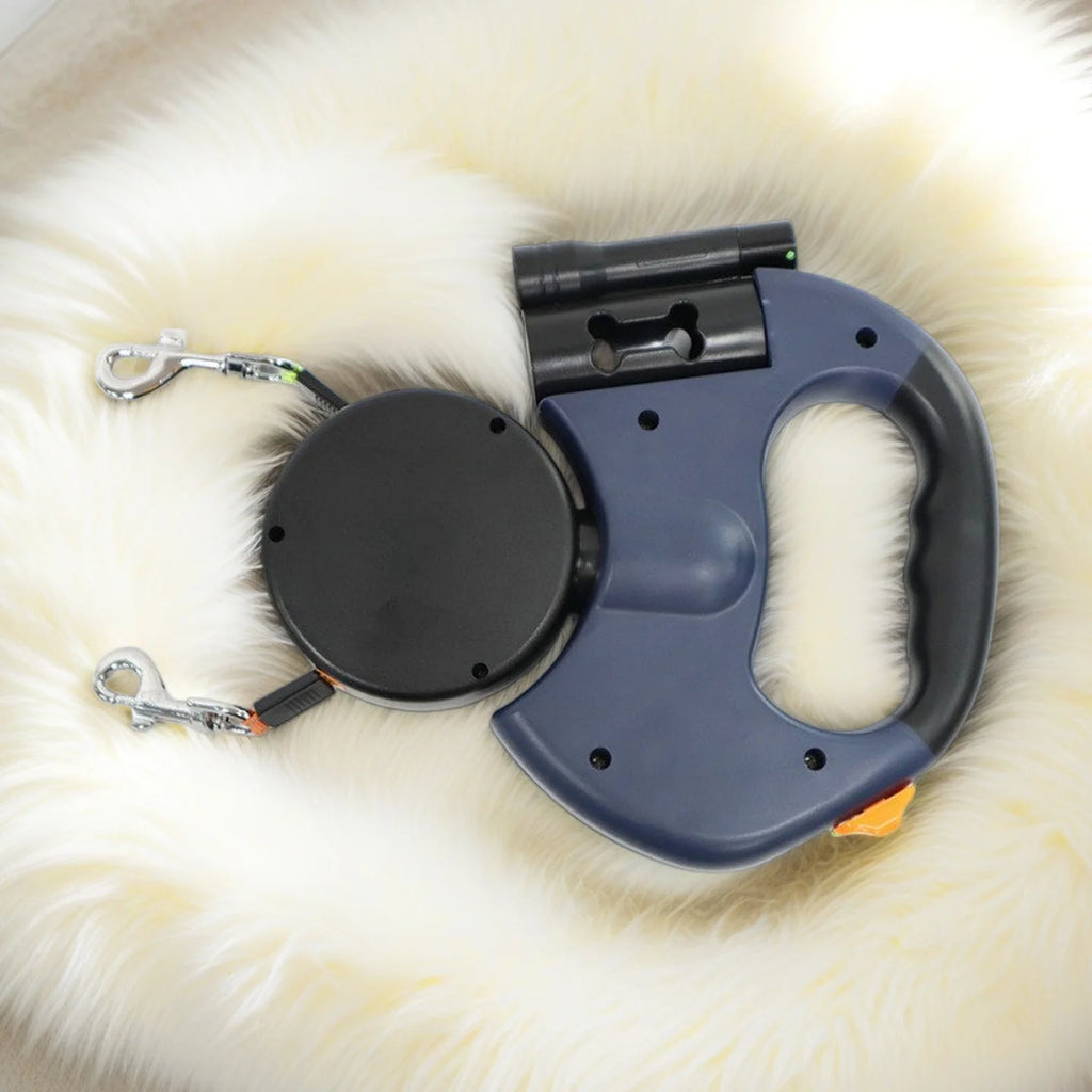 DualGlow 360™ – Correa Retráctil Doble con Luz LED para Perros 🐶✨