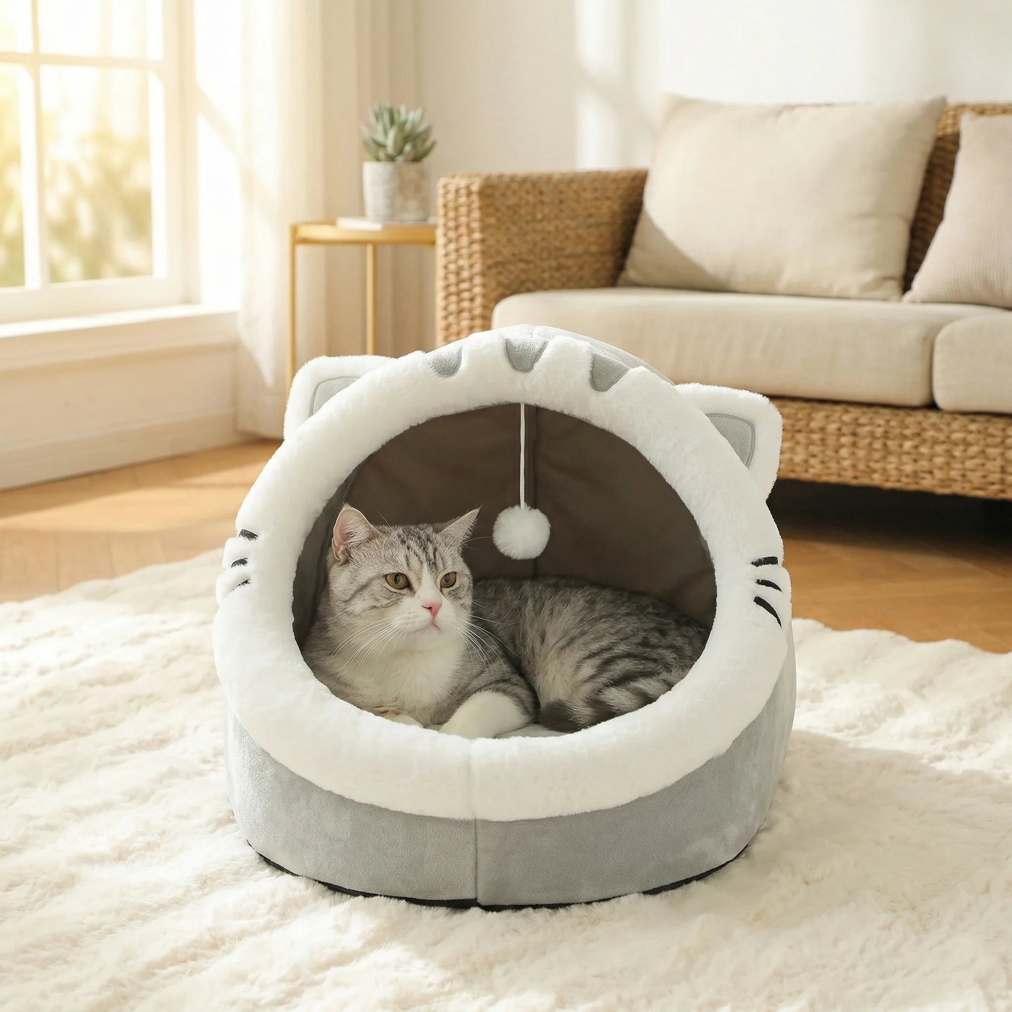 🐱💤 CloudNest Cozy™ – Cama Cueva Súper Suave para Mascotas