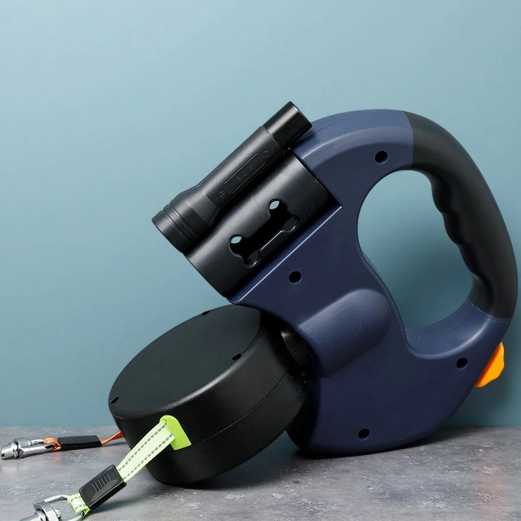 DualGlow 360™ – Correa Retráctil Doble con Luz LED para Perros 🐶✨