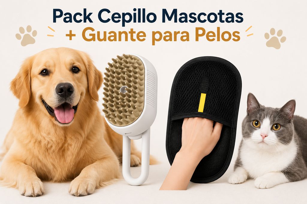 Pack Limpieza Mascotas 🐶 Cepillo Mascota + Guante de Aseo
